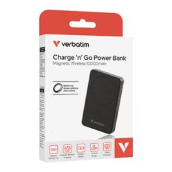 Verbatim powerbank z ładowaniem bezprzewodowym 5V, ładowanie telefonu, 32227, 10000mAh, Mocowanie magnetyczne, Czarny