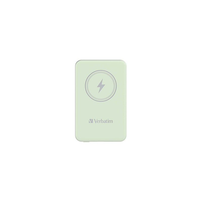 Verbatim powerbank z ładowaniem bezprzewodowym 5V, ładowanie telefonu, 32241, 5 000mAh, Mocowanie magnetyczne, zielona