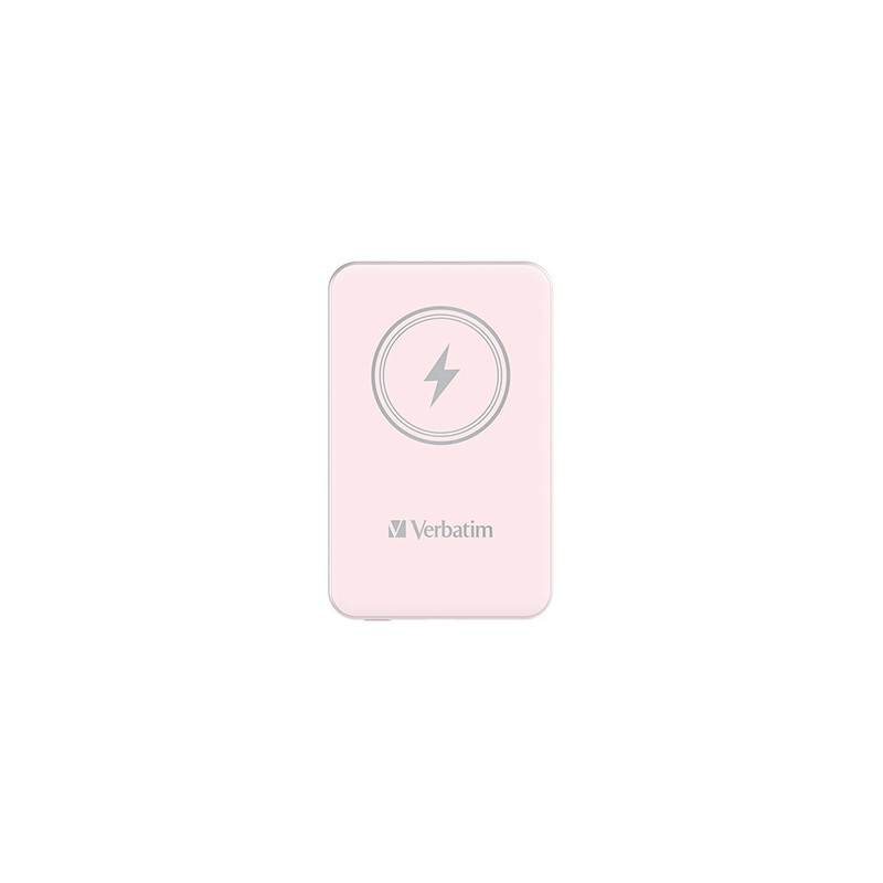 Verbatim powerbank z ładowaniem bezprzewodowym 5V, ładowanie telefonu, 32243, 5 000mAh, Mocowanie magnetyczne, różowa
