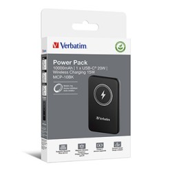 Verbatim powerbank z ładowaniem bezprzewodowym 5V, ładowanie telefonu, 32245, 10 000mAh, Mocowanie magnetyczne, czarna