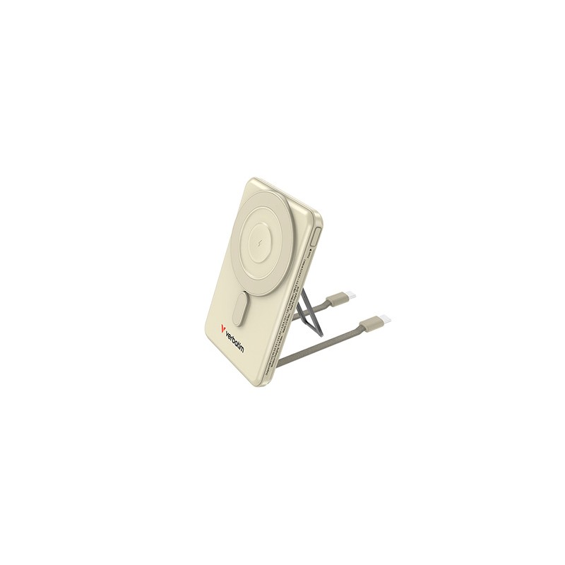 Verbatim Powerbank Charge ,n, Go z dwoma kablami 5V, ładowanie telefonu, 32253, 5 000mAh, Mocowanie magnetyczne, złota