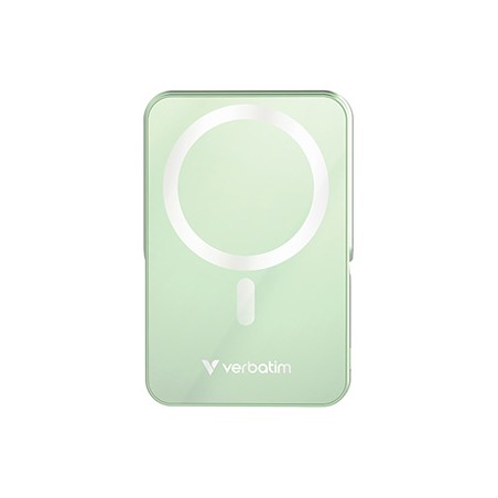 Verbatim powerbank z ładowaniem bezprzewodowym 5V, ładowanie telefonu, 32259, 10 000mAh, Mocowanie magnetyczne, zielona