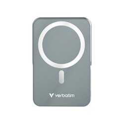 Verbatim powerbank z ładowaniem bezprzewodowym 5V, ładowanie telefonu, 32268, 10 000mAh, Mocowanie magnetyczne, Szary