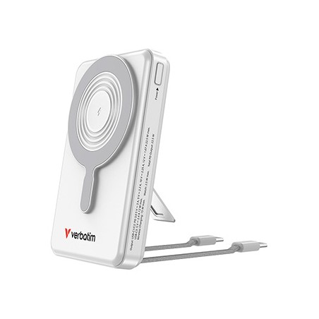 Verbatim power bank Charge n Go 2C  Display, kabel 12V, ładowanie telefonu, 32273, 10000mAh, Mocowanie magnetyczne, srebrna