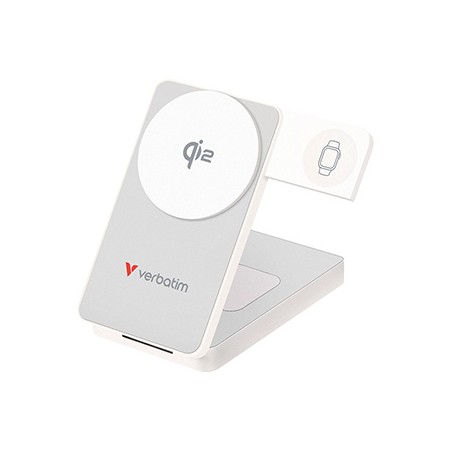 Verbatim powerbank Charge ,n, Go Qi2 5/9/12V, ładowanie telefonu, zegarka, Airpods, 32296, 10000mAh, Mocowanie magnetyczne, biał