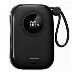 Powerton ENERGY DARK EDITION Powerbank 10000mAh, 2x USB-C, 22.5W, zintegrowane kable, czarna