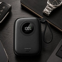 Powerton ENERGY DARK EDITION Powerbank 10000mAh, 2x USB-C, 22.5W, zintegrowane kable, czarna