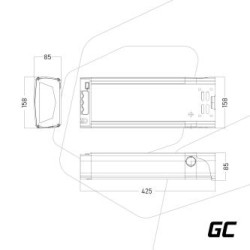 Green Cell®® E-Bike bateria 36V 20Ah Li-Ion Rear Rack z ładowarka