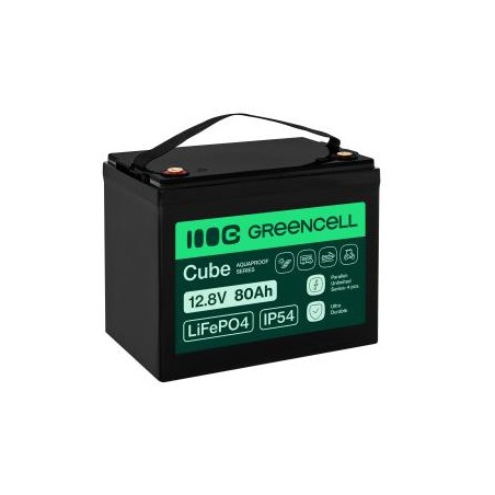 Green Cell CUBE LiFePO4 80Ah 12.8V 1024Wh lithium Iron fosforan bateria do kamperów, Cleaning Equipment, Camping