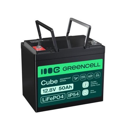 Green Cell CUBE LiFePO4 50Ah 12.8V 640Wh lithium Iron fosforan bateria do kamperów, wózek golfowy, elektrownia wiatrowa