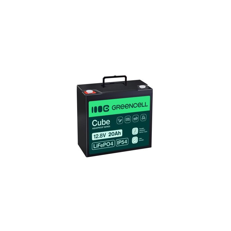 Green Cell CUBE LiFePO4 20Ah 12.8V 256Wh lithium Iron fosforan bateria do ciągnik, kosiarka do trawy, pojazdy elektryczne