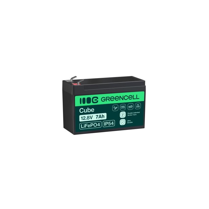 Green Cell CUBE LiFePO4 7Ah 12.8V 89.6Wh lithium Iron fosforan bateria do UPS, monitorowanie