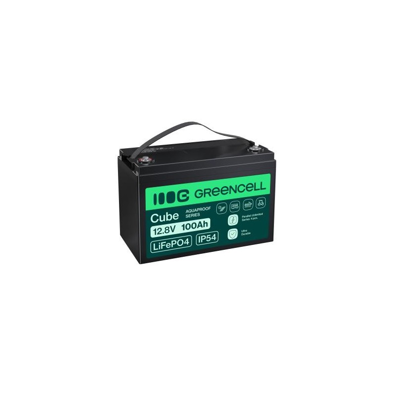 Green Cell CUBE LiFePO4 100Ah 12.8V 1280Wh lithium Iron fosforan bateria do fotowoltaiki, Caravans, łodzi