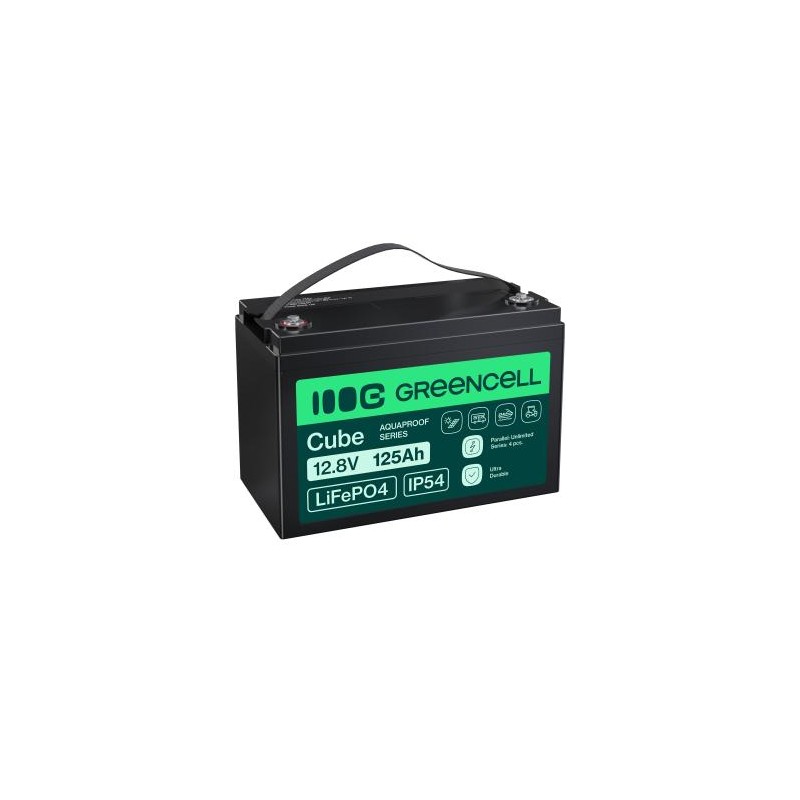 Green Cell CUBE LiFePO4 125Ah 12.8V 1600Wh lithium Iron fosforan bateria do kamperów, Solar, Off-Grid System, łodzi