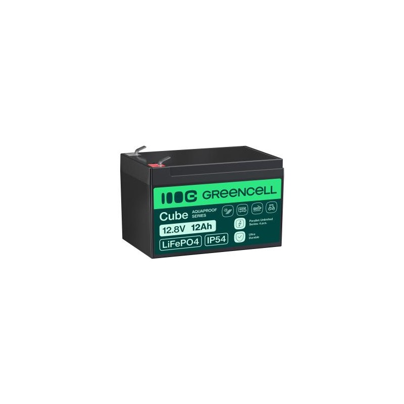 Green Cell CUBE LiFePO4 12Ah 12.8V 153.6Wh lithium Iron fosforan bateria do wózek inwalidzki, zabawka, skuter