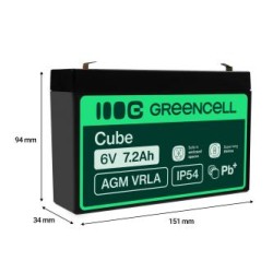 Green Cell AGM VRLA 6V 7.2Ah maintenance-free bateria do systemów alarmowych, kas, zabawek