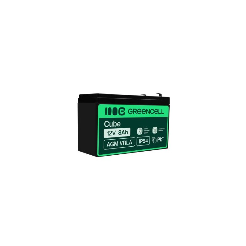 Green Cell AGM VRLA 12V 8Ah maintenance-free bateria do systemów alarmowych, kas, zabawek