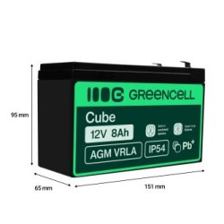 Green Cell AGM VRLA 12V 8Ah maintenance-free bateria do systemów alarmowych, kas, zabawek