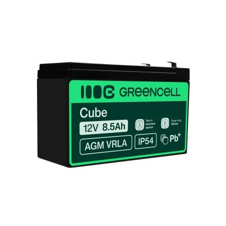 Green Cell AGM VRLA 12V 8.5Ah maintenance-free bateria do systemów alarmowych, kas, zabawek