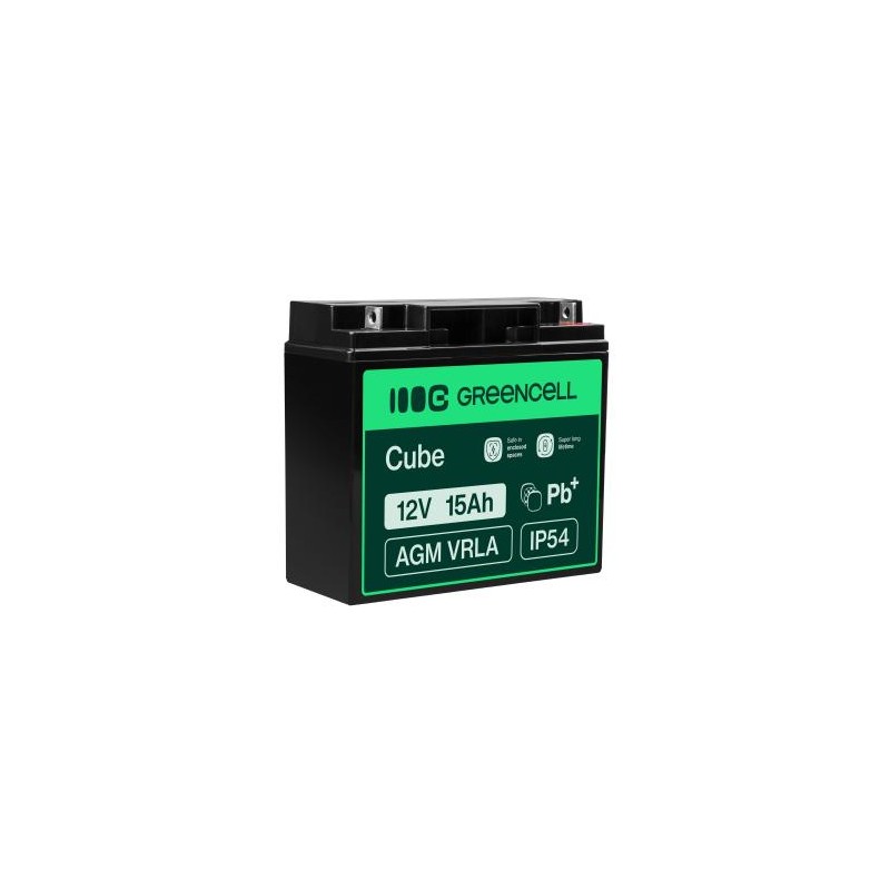 Green Cell AGM VRLA 12V 15Ah maintenance-free bateria do systemów alarmowych, kas, zabawek