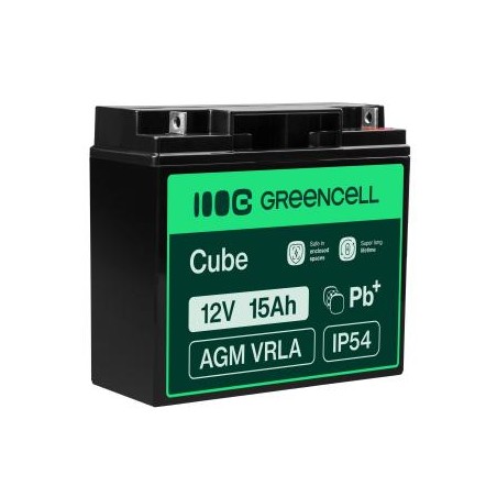 Green Cell AGM VRLA 12V 15Ah maintenance-free bateria do systemów alarmowych, kas, zabawek