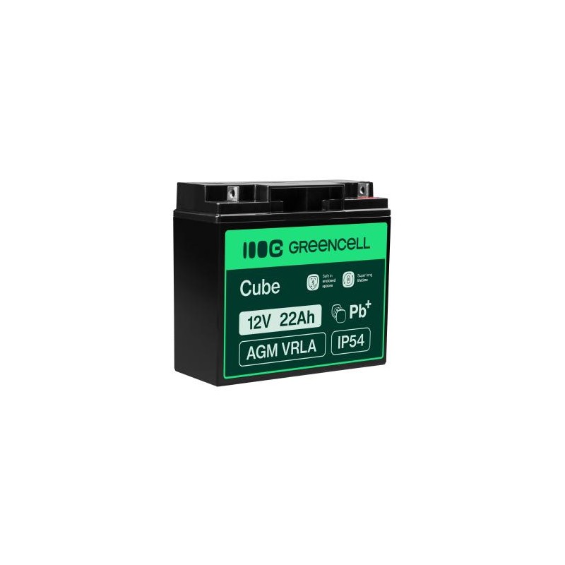 Green Cell AGM VRLA 12V 22Ah maintenance-free bateria do łodzi, skuterów, zabawek, wózki inwalidzkie