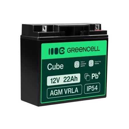 Green Cell AGM VRLA 12V 22Ah maintenance-free bateria do łodzi, skuterów, zabawek, wózki inwalidzkie