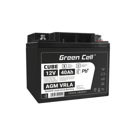 Green Cell CUBE AGM IP54 12V 40Ah VRLA bateria Gel deep cycle scooter mower boat barge mower tractor fishing boat