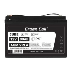 Green Cell CUBE AGM IP54 12V 90Ah VRLA bateria Gel deep cycle skuter mower łodzi barge mower ciągnik fishing łodzi