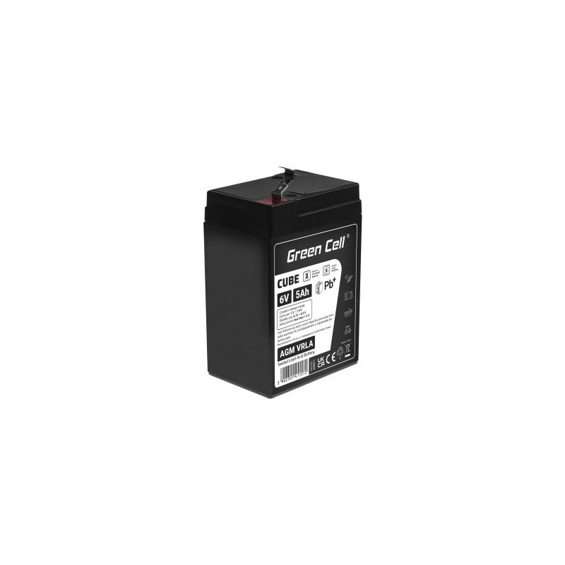 Green Cell CUBE AGM IP54 6V 5Ah VRLA bateria Gel deep cycle toys for kids alarm systems
