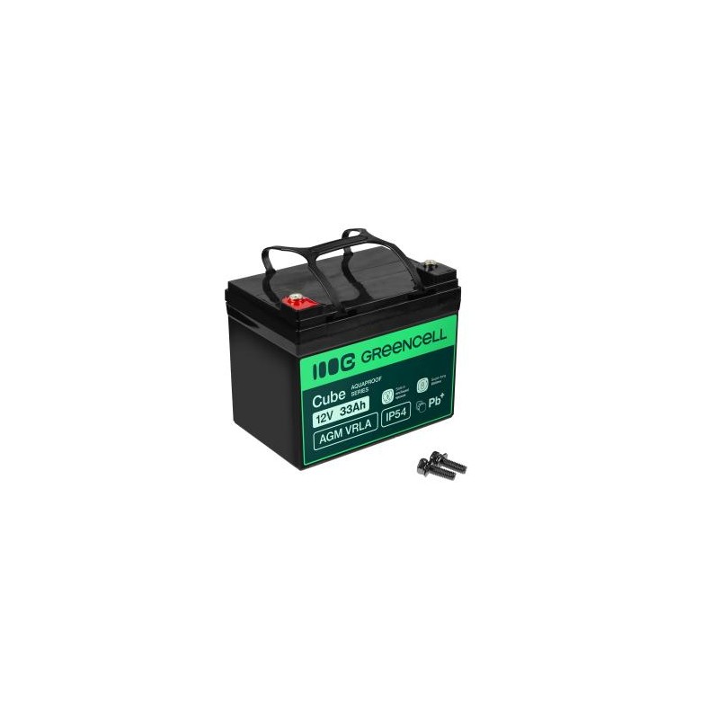 Green Cell Cube AGM VRLA IP54 12V 33Ah maintenance-free bateria do lawnmowers, skuterów, łodzi, i wózki inwalidzkie