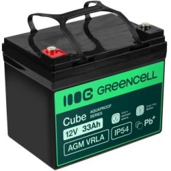 Green Cell Cube AGM VRLA IP54 12V 33Ah maintenance-free bateria do lawnmowers, skuterów, łodzi, i wózki inwalidzkie