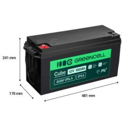 Green Cell Cube AGM VRLA IP54 12V 150Ah maintenance-free bateria do kamperów, fotowoltaiki, paneli solarnych, łodzi