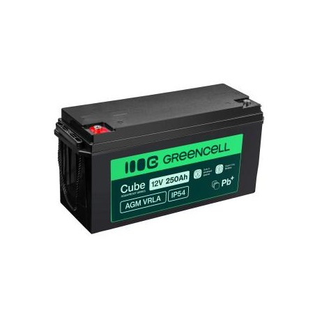 Green Cell Cube AGM VRLA IP54 12V 250Ah maintenance-free bateria do kamperów, fotowoltaiki, paneli solarnych, łodzi