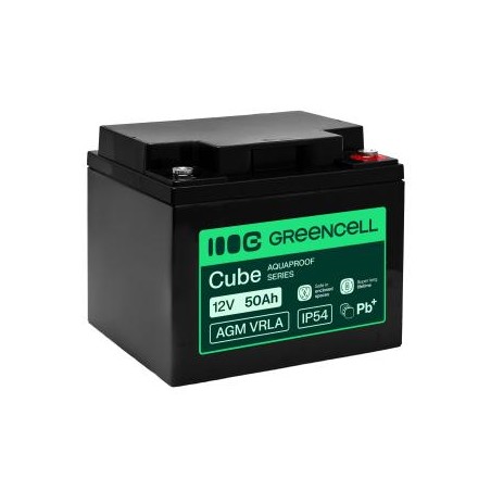 Greencell AGM VRLA 12V 50Ah maintenance-free bateria do UPS, scales, kamperów (197x166x170mm)