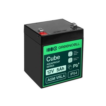 Greencell AGM VRLA 12V 5Ah maintenance-free bateria do cash registers, zabawek, kamery (91x70x102mm)