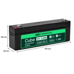 Greencell AGM VRLA 12V 2.5Ah maintenance-free bateria do cash registers, zabawek, kamery (178x36x66mm)