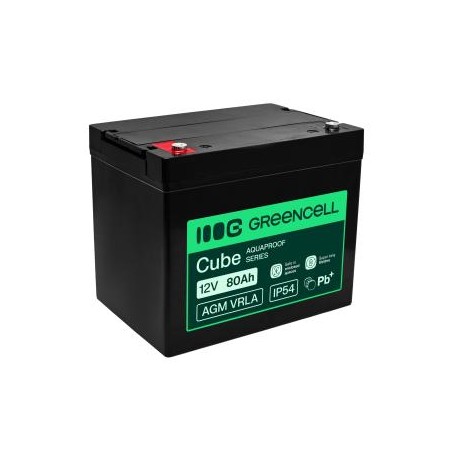 Greencell AGM VRLA 12V 80Ah maintenance-free bateria do UPS, scales, kamperów (260x168x216mm)