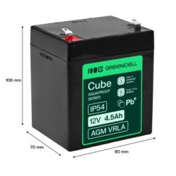 Greencell AGM VRLA 12V 4.5Ah maintenance-free bateria do cash registers, zabawek, kamery (90x70x106mm)
