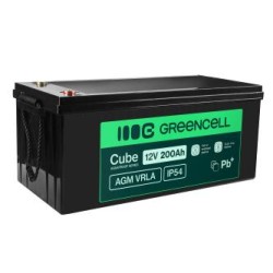 Greencell AGM VRLA 12V 200Ah maintenance-free bateria do solar łodzi applications (240x522x226mm)