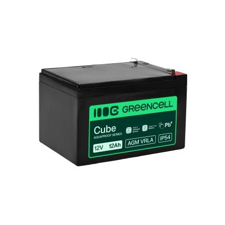 Greencell AGM VRLA 12V 12Ah maintenance-free bateria do cash registers, zabawek, kamery (151x98.5x95mm)