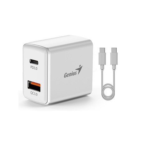 Genius Zasilacz / sieciowy adapter 20W, 2-portowy, USB-C, USB-A, PD-20ACP