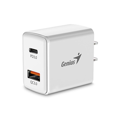 Genius Zasilacz / sieciowy adapter 20W, 2-portowy, USB-C, USB-A, PD-20AC