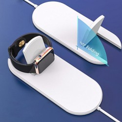 ładowarka bezprzewodowa 2 w 1, do telefonów i Apple Watch, biała, 5V, 10W, Qi