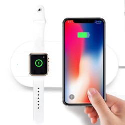 ładowarka bezprzewodowa 2 w 1, do telefonów i Apple Watch, biała, 5V, 10W, Qi