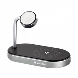 Verbatim, Podstawka ładująca 3 w 1, na iPhone i Apple Watch, czarna, 15V, 44W, Certifikat MFi i Qi, EOL