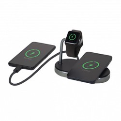 Verbatim, Podstawka ładująca 3 w 1, na iPhone i Apple Watch, czarna, 15V, 44W, Certifikat MFi i Qi, EOL
