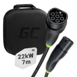 Green Cell Snap Type 2 EV ładowania kabel 22 kW 7 m do Tesla Model 3 S X Y, VW ID.3, ID.4, Kia EV6, Hyundai IONIQ 5, Ford Mach-E