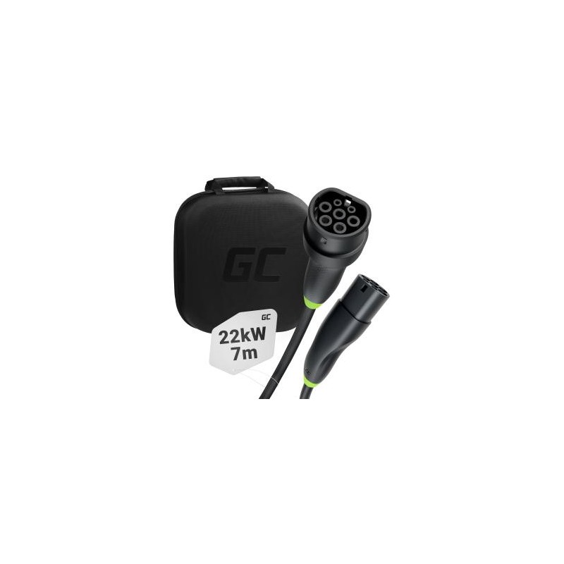 Green Cell Snap Type 2 EV ładowania kabel 22 kW 7 m do Tesla Model 3 S X Y, VW ID.3, ID.4, Kia EV6, Hyundai IONIQ 5, Ford Mach-E