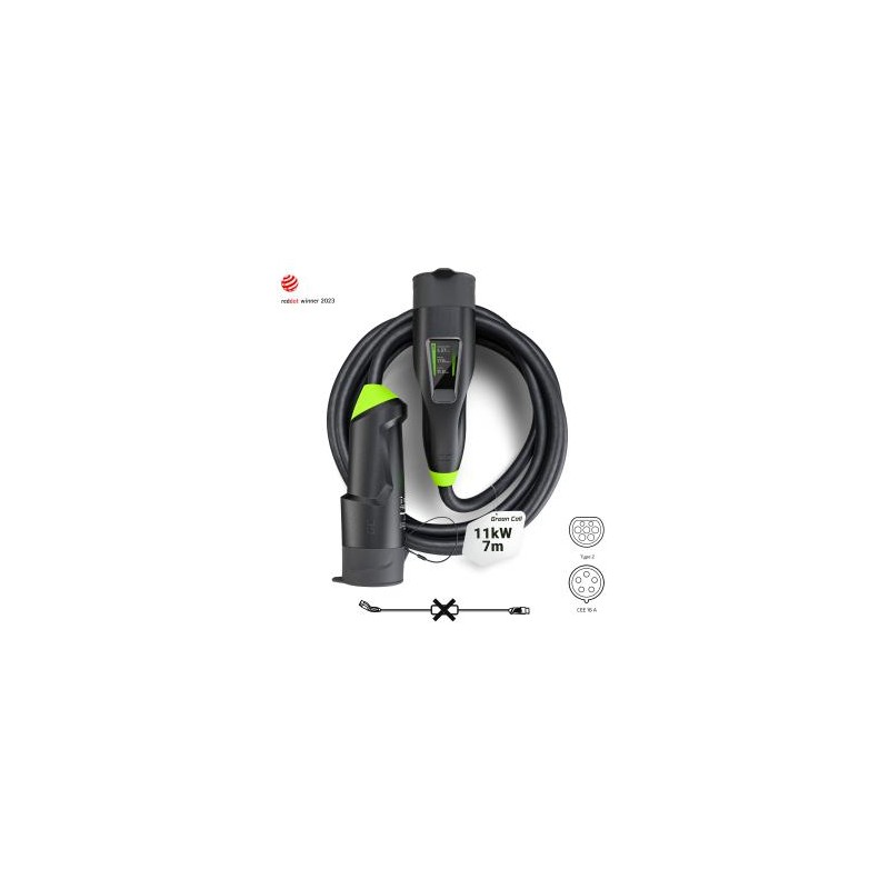 Green Cell Habu EV Mobile ładowarka 11 kW 7 m Type 2 to CEE 16 A do ładowania pojazdy elektryczne EV PHEV 2in1 Wallbox z GC App